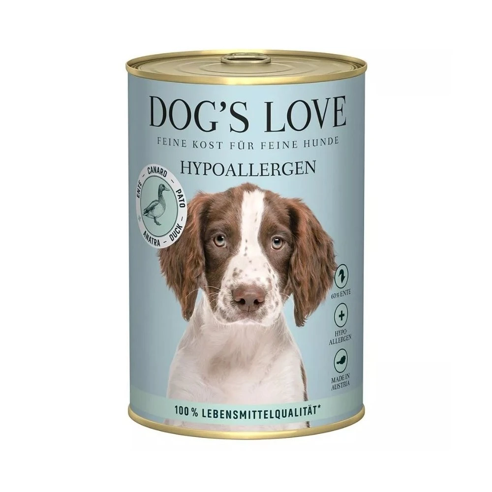 Dogs Love Lata Pato Comida Humeda Natural 400g Perro Comida húmeda para Perros Patitas&co