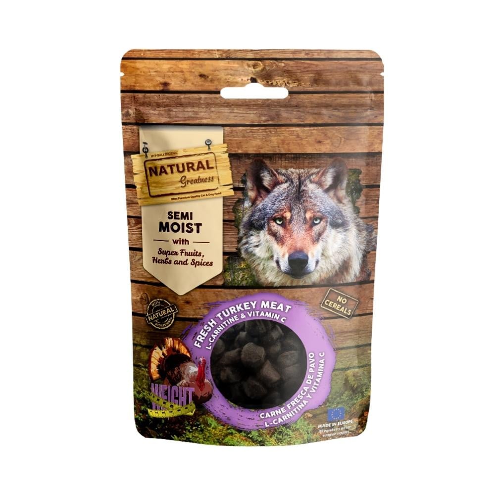 Natural Greatness Bits Pavo con L-Carnitina y Vit C Perro Snacks Saludables para Perros Patitas&co