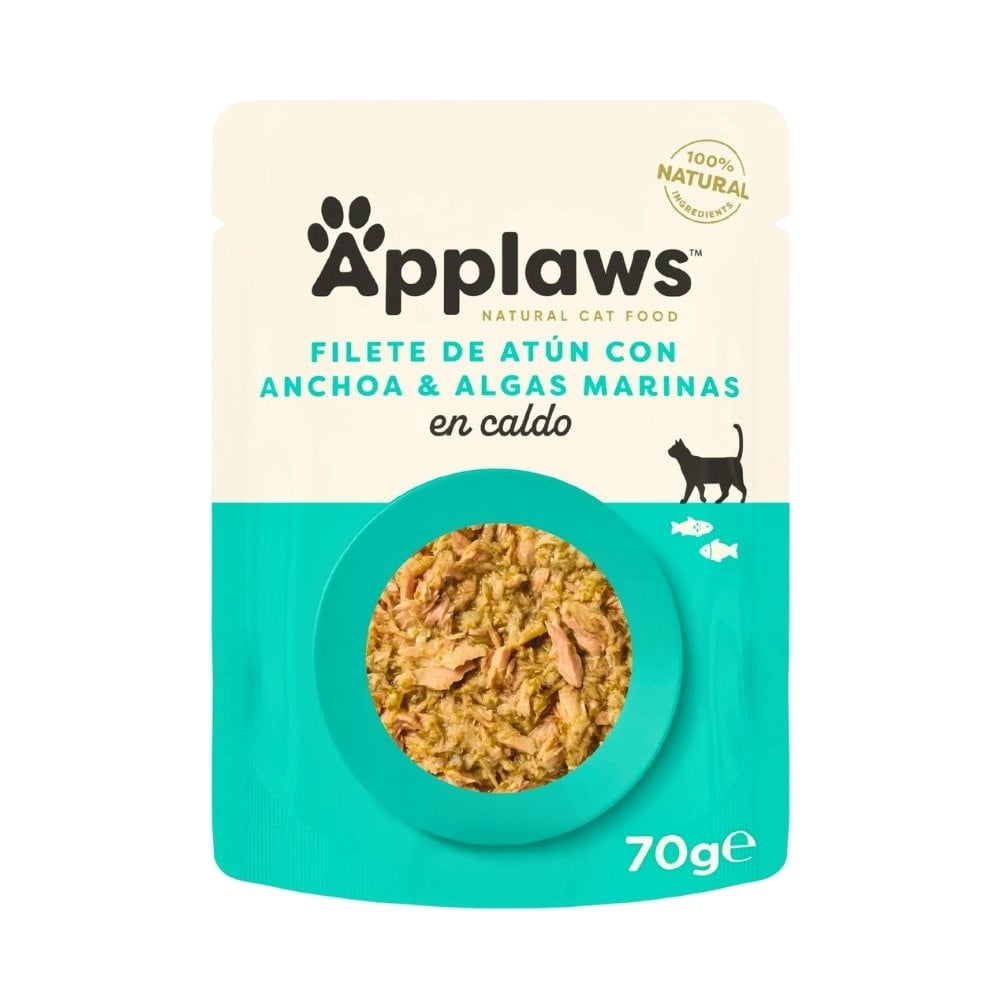 Applaws Sobre Filete Atun con Anchoa en Caldo 70g Gato Comida húmeda para gatos Patitas&co