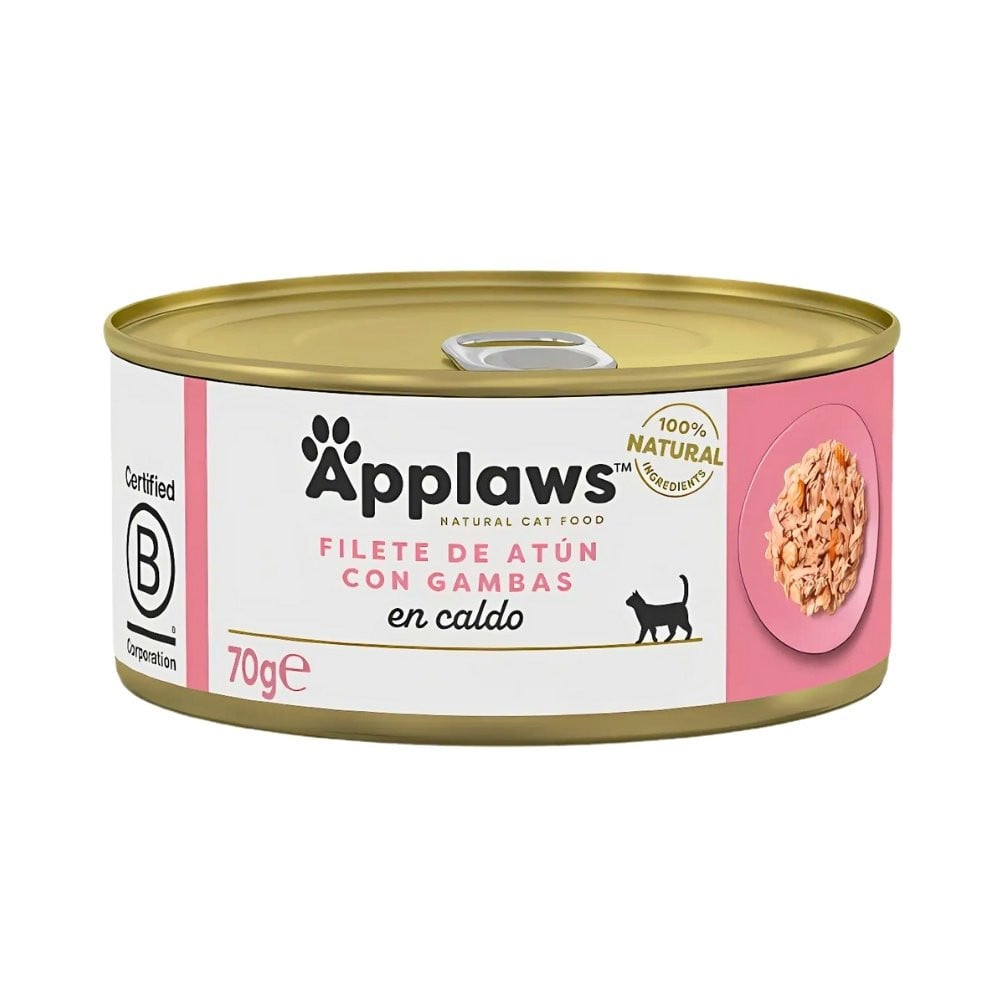 Applaws Lata Filete Atun y Gambas 70g Gato Comida húmeda para gatos Patitas&co