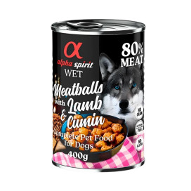Alpha Spirit Albóndigas Cordero y Comido 400g para Perro Comida húmeda para Perros Patitas&co