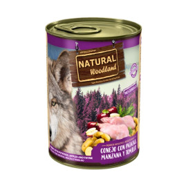 Natural Woodland Lata Conejo con Patatas Manzana y Tomillo para Perro 400g Comida húmeda para Perros Patitas&co