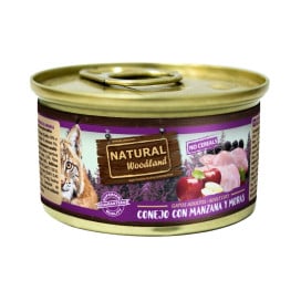 Natural Woodland Lata Conejo con Manzana y Mora para Gato 85g Comida húmeda para gatos Patitas&co