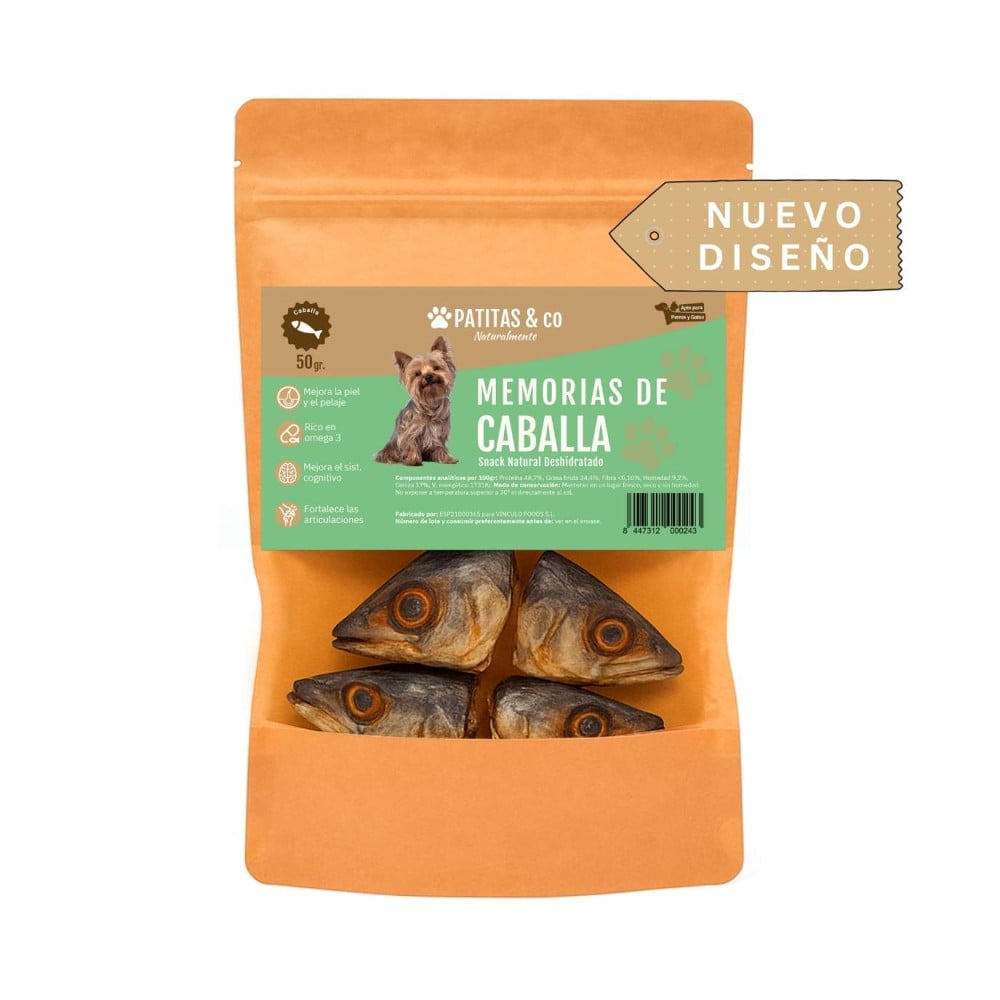 Snack Natural Memoria de Caballa Patitas Snacks Saludables para Perros Patitas&co
