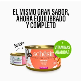 Schesir Lata Salmón al Natural en Caldo para Gato Comida húmeda para gatos Patitas&co