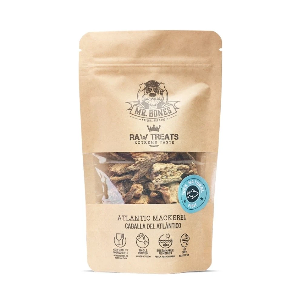 Mr. Bones Snacks Caballa del Atlantico Deshidratada Snacks Saludables para Perros Patitas&co