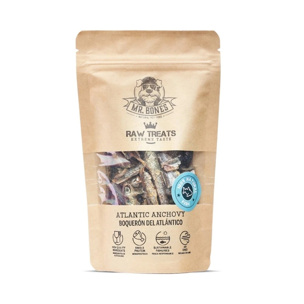 Mr. Bones Snacks Boqueron del Atlantico Deshidratado Snacks Saludables para Perros Patitas&co