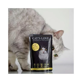 Cats Love Sobre Puro Pollo para Gato Comida húmeda para gatos Modelo Sobre con Gato Patitas&co