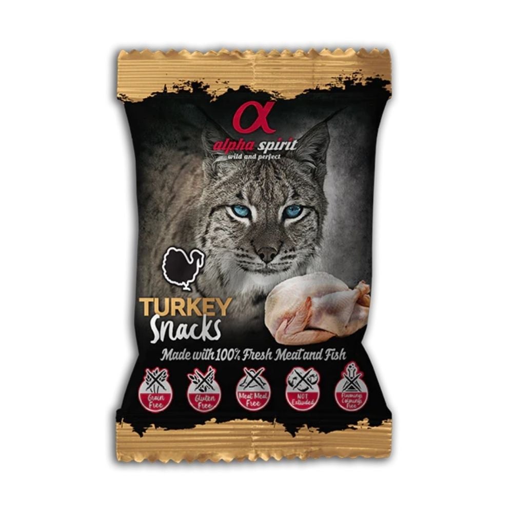 Alpha Spirit Chuches de Pavo para Gato Snacks para Gatos Patitas&co