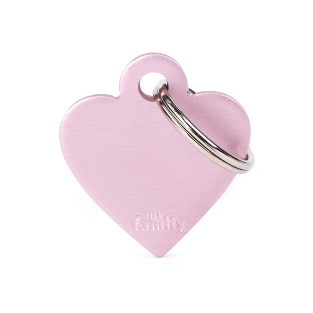 My Family Chapa Basic de Corazón Rosa de Aluminio Collar, Correa y Arnes Perro Patitas&co