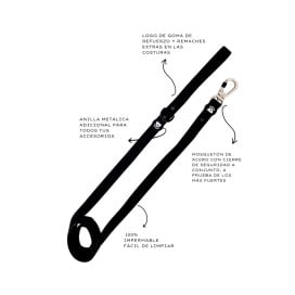 Dukier Correa Waterproof Negro para Perros Collar, Correa y Arnes Perro Patitas&co