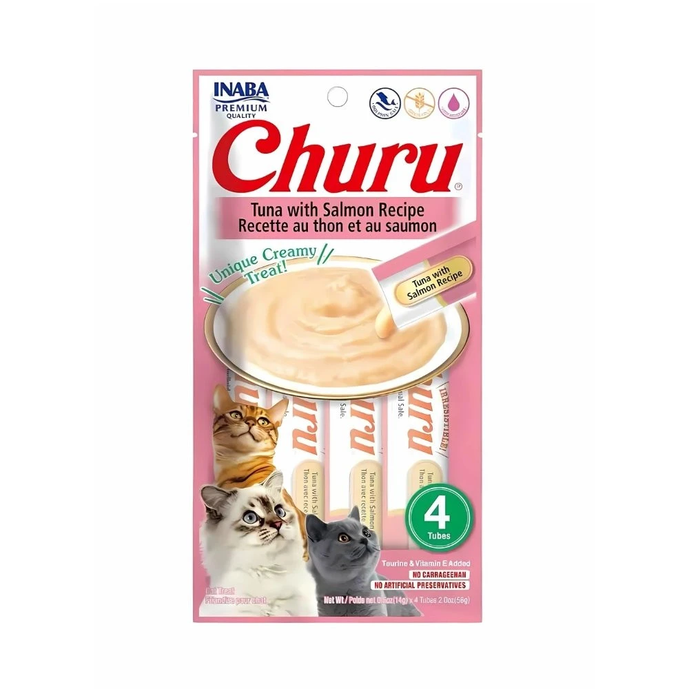 Churu Snack Natural de Atún con Salmón (4x14g) para Gatos Snacks para Gatos Patitas&co