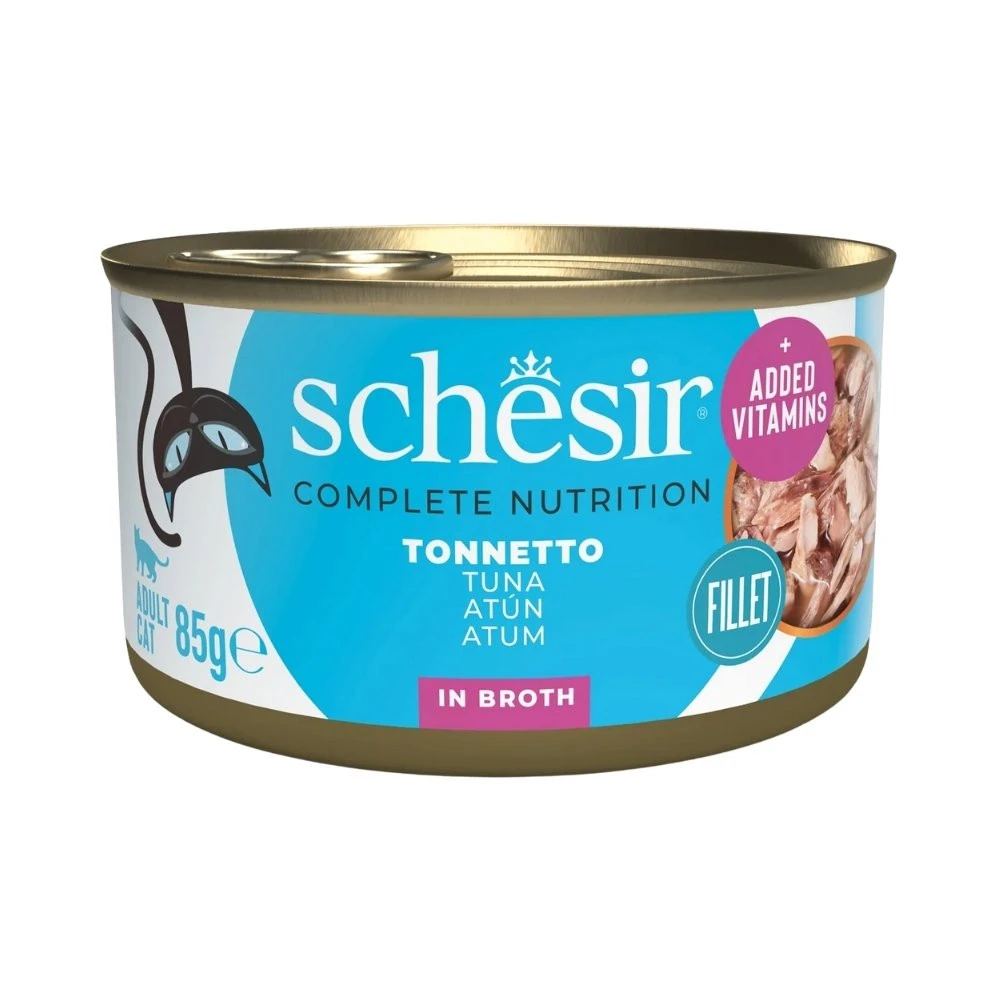 Schesir Lata de Atún al Natural para Gatos Comida en Salsa y Gelatina para Gatos Patitas&co