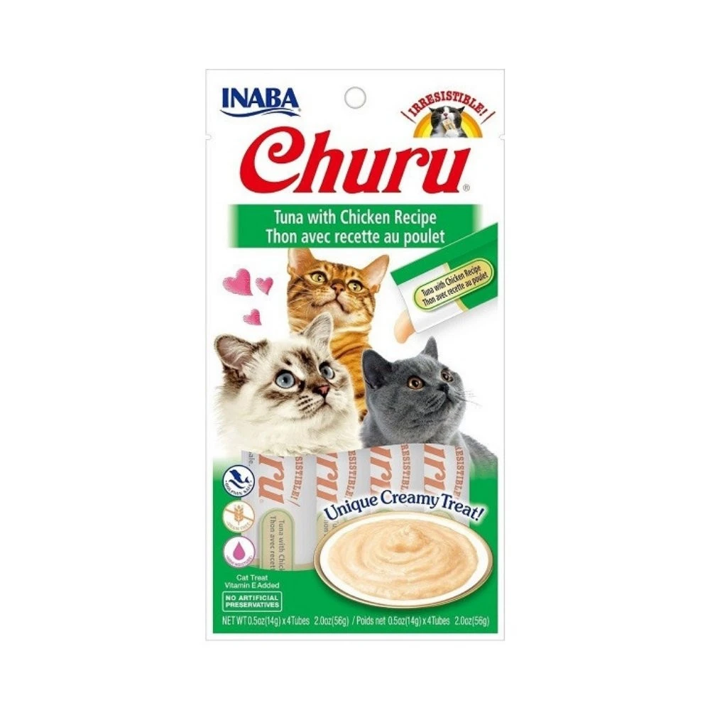 Churu Snack Natural de Atún con Pollo (4x14g) para Gatos Snacks para Gatos Patitas&co