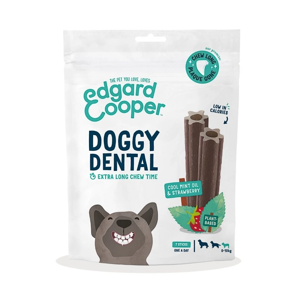 Edgard and Cooper Stick Dental Fresa y Menta Snacks Saludables para Perros Patitas&co