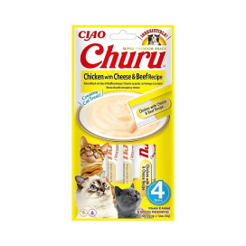 Churu Snacks de Pollo con Queso y Ternera (4x14g) para Gatos Snacks para Gatos Patitas&co