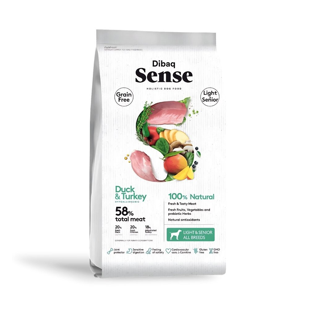 Dibaq Sense Pato y Pavo Light Pienso para Perros Senior
