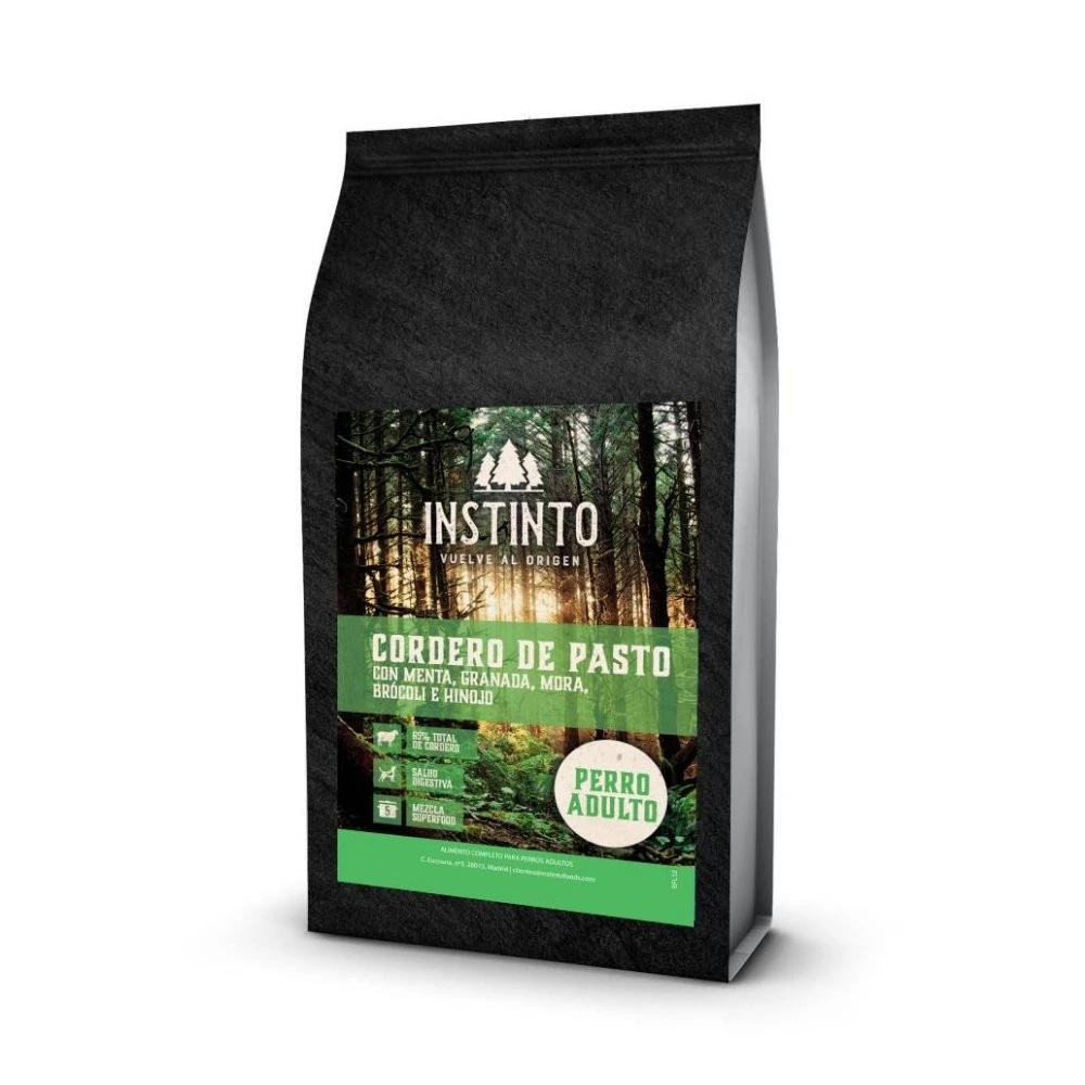 Instinto Pienso Natural de Cordero de Pasto para Perro Pienso para Perros Patitas&co