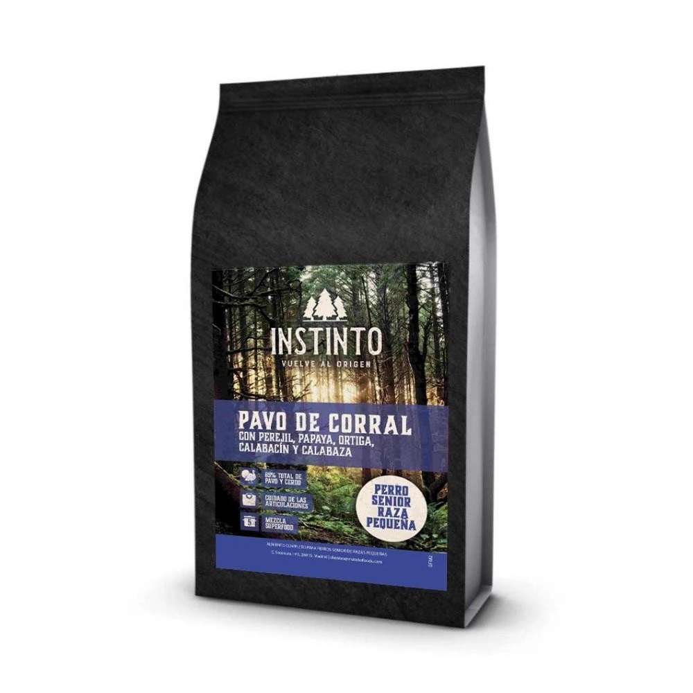 Instinto Pavo de Corral Pienso para Perro Senior de Raza Pequeña Pienso para Perros Patitas&co