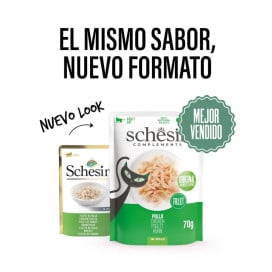 Schesir Complements Filetes de Pollo para Gatos 70g Comida en Salsa y Gelatina para Gatos Patitas&co