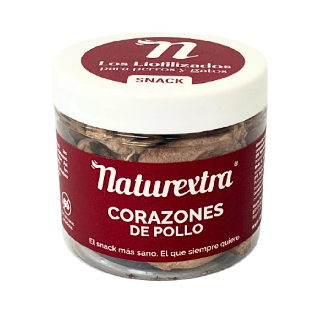 Naturextra Corazones de Pollo Liofilizados para Perro y Gato Snacks Saludables para Perros Patitas&co
