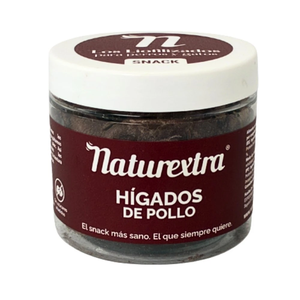 Naturextra Hígados de Pollo Liofilizados para Perro y Gato Snacks Saludables para Perros Patitas&co