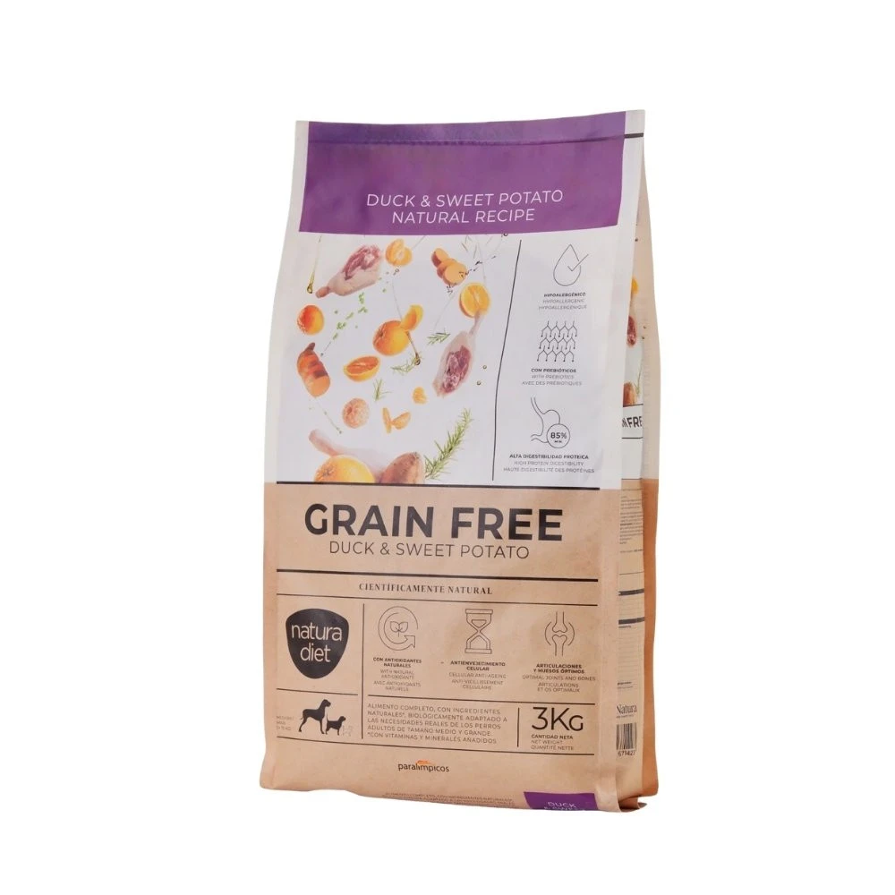 Natura Diet Pienso Grain Free de Pato para Perro Pienso para Perros Patitas&co