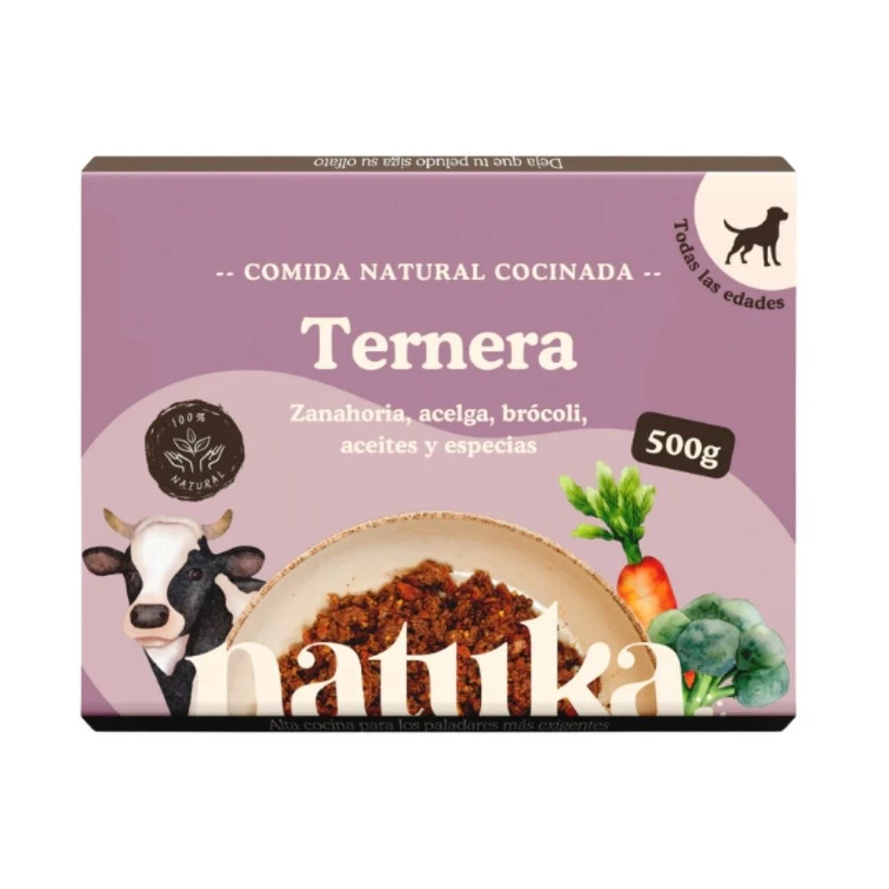 Natuka Menú Cocinado de Ternera para Perro Comida Cocinada para Perro Patitas&co