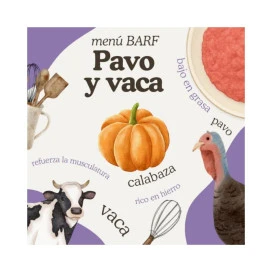 Natuka Menú BARF de Pavo y Vaca para Perro Comida Cocinada para Perro Patitas&co