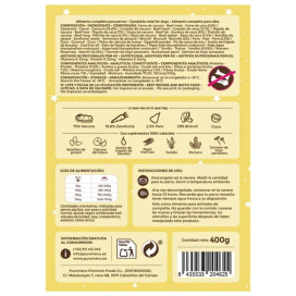 Puromenu Menú Cocinado Vacuno a la Canine Comida Cocinada para Perro Patitas&co