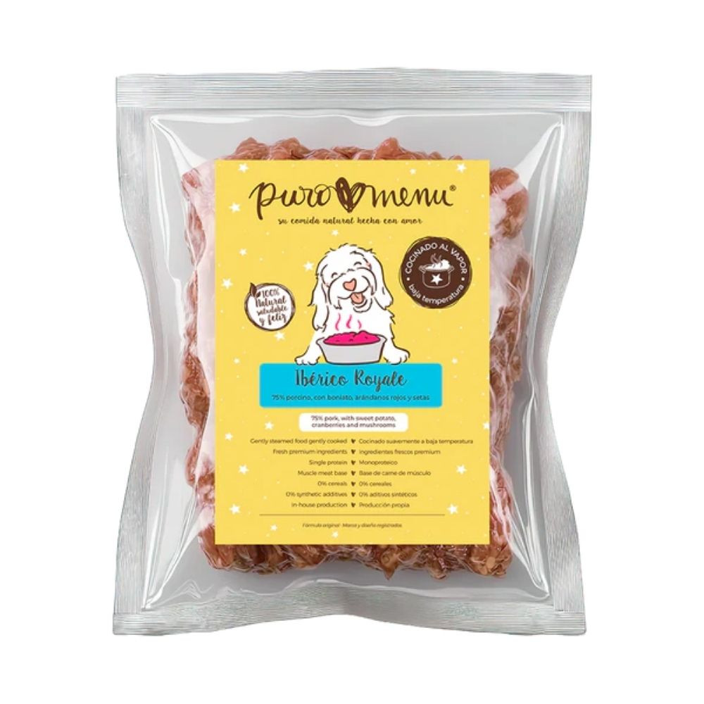 Puromenu Menú Cocinado Ibérico Royale para Perro Comida Cocinada para Perro Patitas&co