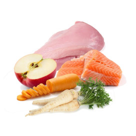 Puromenu Menú Cocinado Pavo y Salmón de Chef para Perro Comida Cocinada para Perro Patitas&co