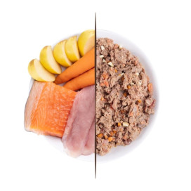 Puromenu Menú Cocinado Pavo y Salmón de Chef para Perro Comida Cocinada para Perro Patitas&co