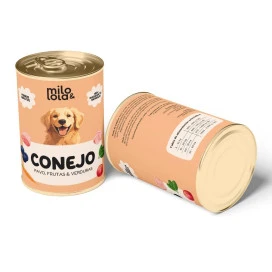 Milo y Lola Conejo y Pavo (Alimentación Natural Completa) Perro Comida húmeda para Perros Patitas&co
