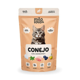 Milo y Lola Sobre de Conejo y Pollo con Arándanos para Gatos Comida húmeda para gatos Patitas&co
