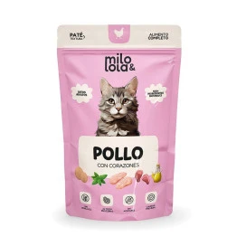 Milo y Lola Sobre de Pollo con Corazones para Gatos Comida húmeda para gatos Patitas&co