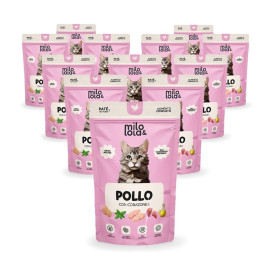 Pack 12 Sobres Milo y Lola de Pollo con Corazones para Gatos Comida húmeda para gatos Patitas&co