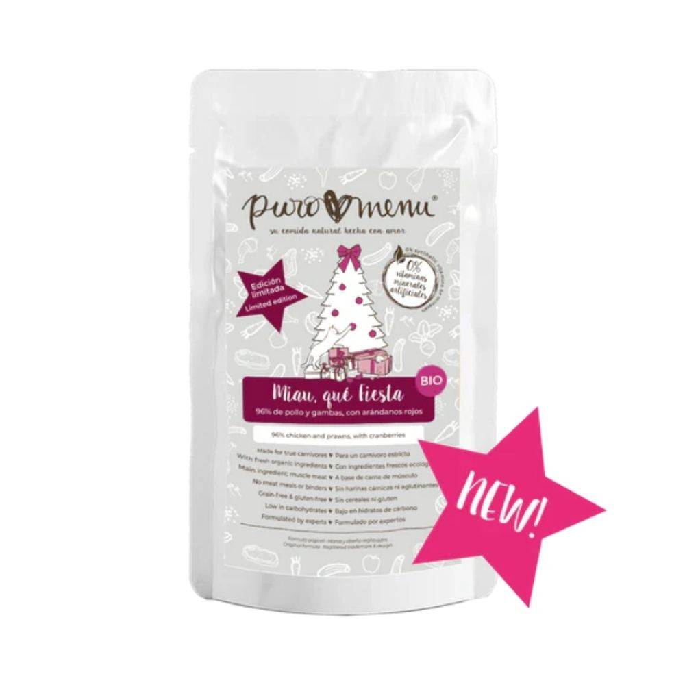 Puromenu Sobre Edición Navidad de Pollo y Gambas para Gatos Patitas&co Patitas&co