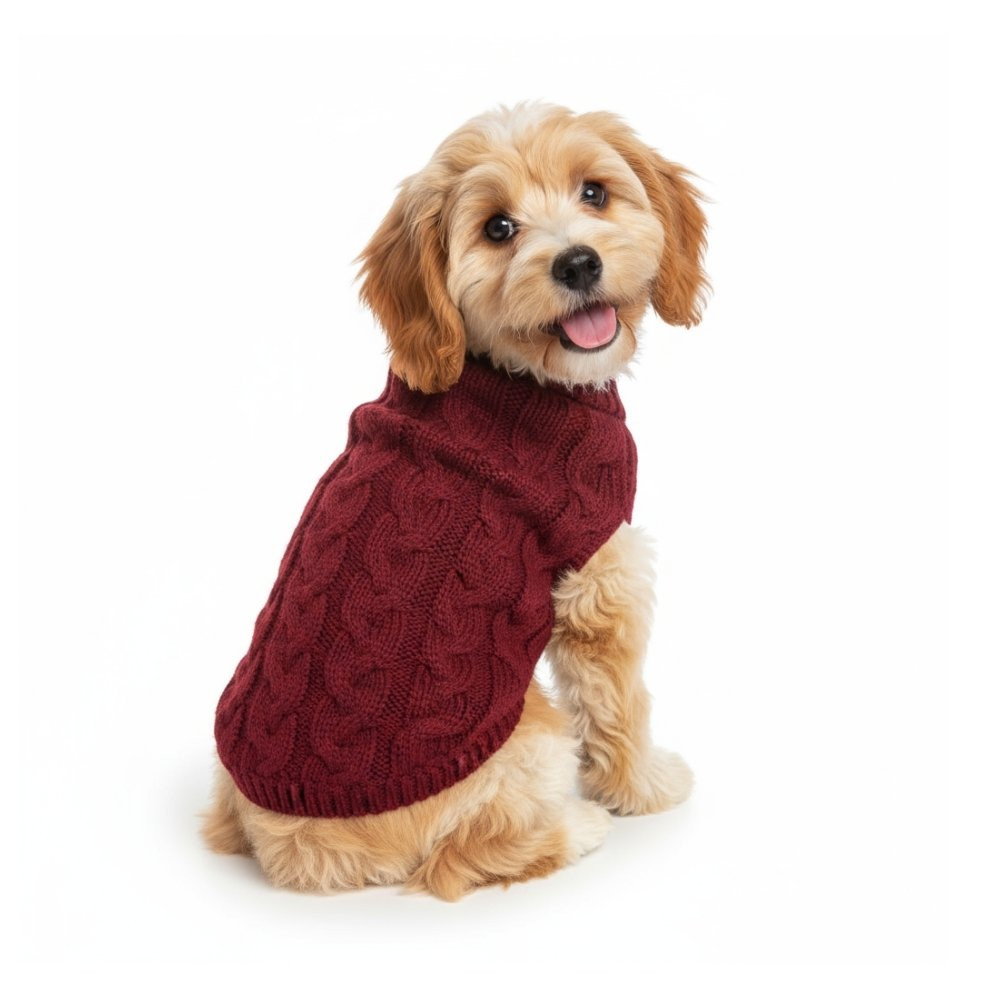 Jersey Rojo de Patrón Trenzado para Mascotas Especial navidad Patitas&co