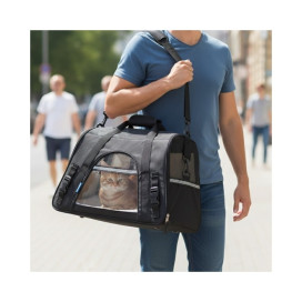 Freedog Transportin Fly Negro para Gatos y Perros Pequeños Transportines y Bolsos para Perros Patitas&co
