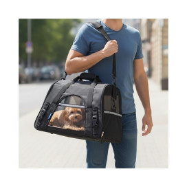 Freedog Transportin Fly Negro para Gatos y Perros Pequeños Transportines y Bolsos para Perros Patitas&co