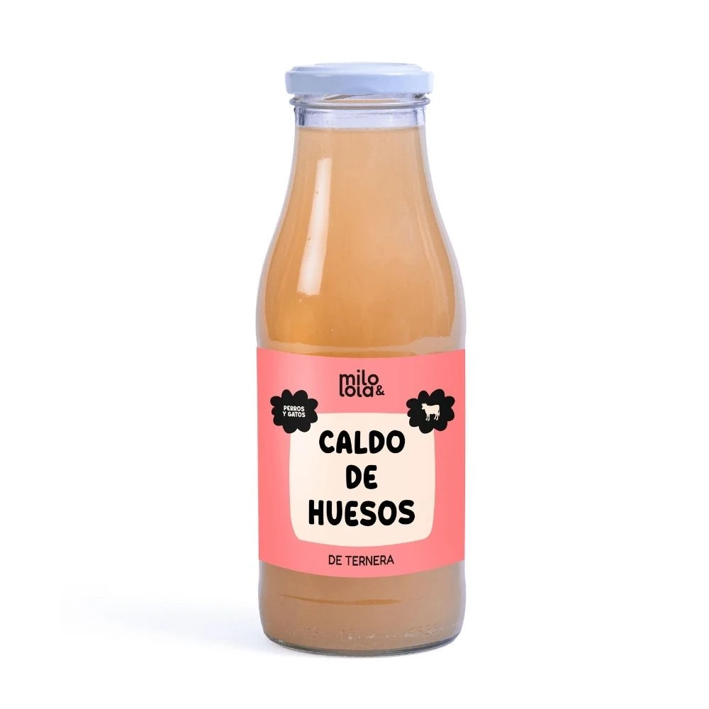 Milo y Lola Caldo de Huesos de Ternera Caldos y Toppers para Perros Patitas&co