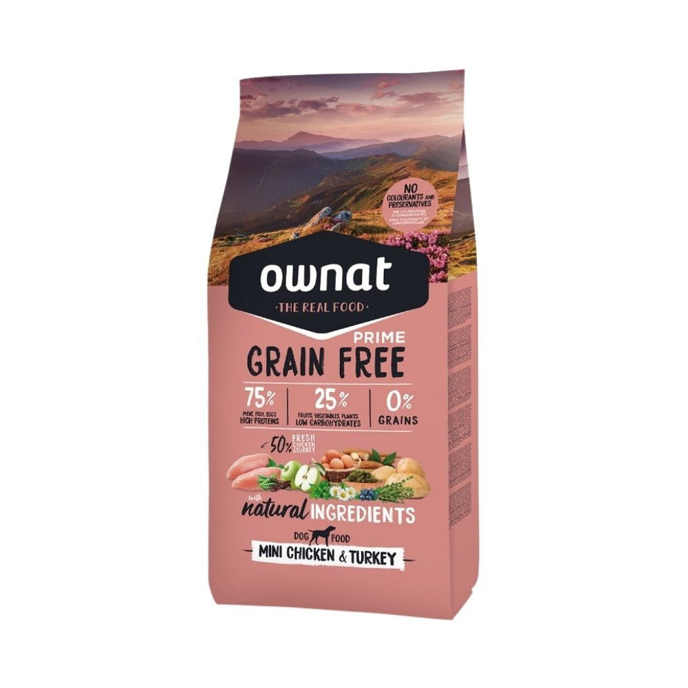 Ownat Grain Free Prime de Pollo y Pavo para Perro Mini Pienso para Perros Patitas&co