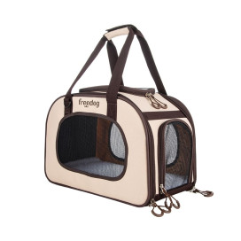 Freedog Transportín Traveltails Crema y Chocolate para Gatos y Perros Pequeños Transportines y Bolsos para Perros Patitas&co