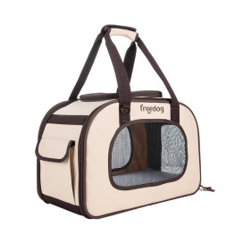 Freedog Transportín Traveltails Crema y Chocolate para Gatos y Perros Pequeños Transportines y Bolsos para Perros Patitas&co