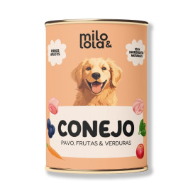 Milo y Lola Conejo y Pavo (Alimentación Natural Completa) Perro Comida húmeda para Perros Patitas&co