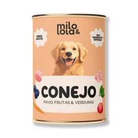 Milo y Lola Conejo y Pavo (Alimentación Natural Completa) Perro Comida húmeda para Perros Patitas&co