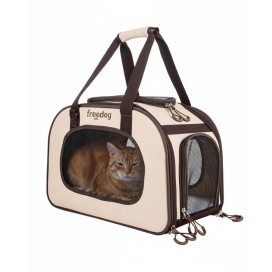 Freedog Transportín Traveltails Crema y Chocolate para Gatos y Perros Pequeños Transportines y Bolsos para Perros Patitas&co