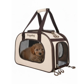 Freedog Transportín Traveltails Crema y Chocolate para Gatos y Perros Pequeños Transportines y Bolsos para Perros Patitas&co