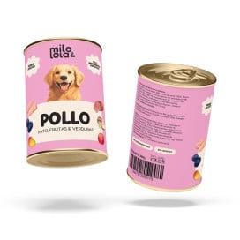 Pack 12 Latas Milo y Lola Pollo y Pato para Perro (12x380g) Comida húmeda para Perros Patitas&co